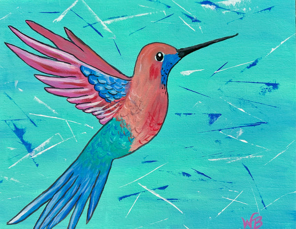 Paint Party Kit Hummingbird - Includes Tutorial - Inspirate to Paint Designs