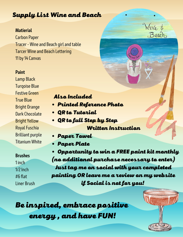 Paint Party Kit - Wining and Beaching - Inspirate to Paint Designs