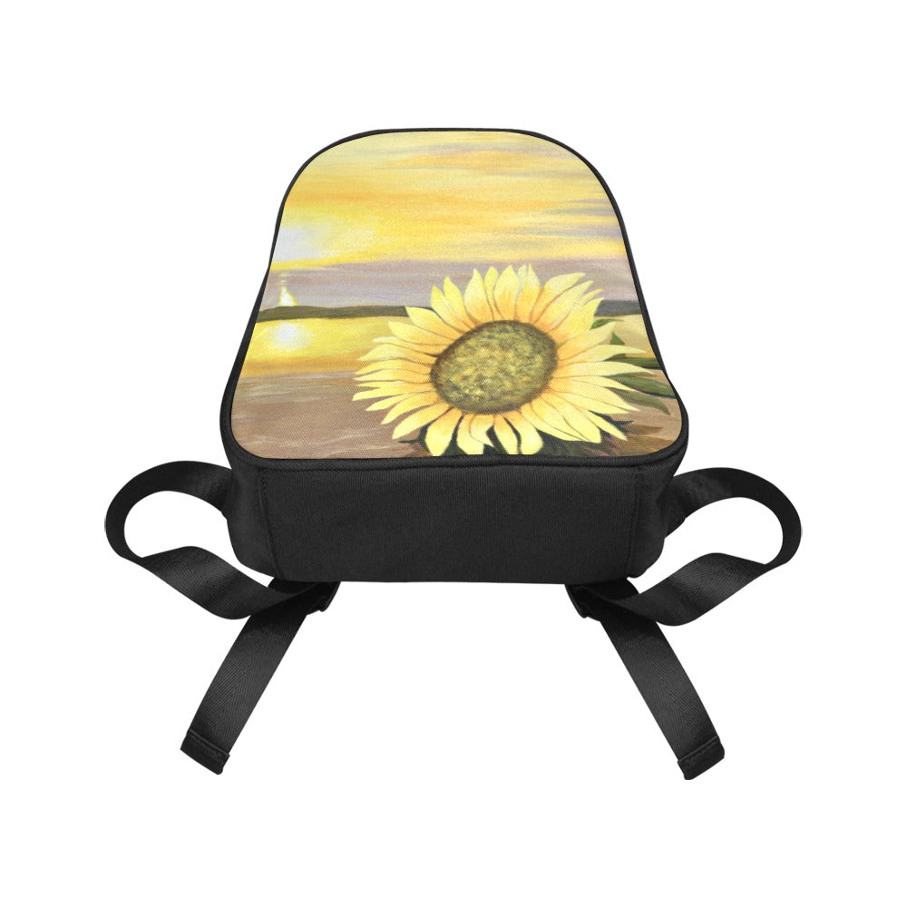 Sunflower Beach Backpack Fabric School Backpack (Model 1682) (Small) - Inspirate to Paint Designs