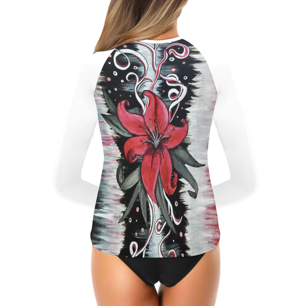 Sun Shirt Lilly Women's Long Sleeve Swim Shirt (Model S39) - Inspirate to Paint Designs