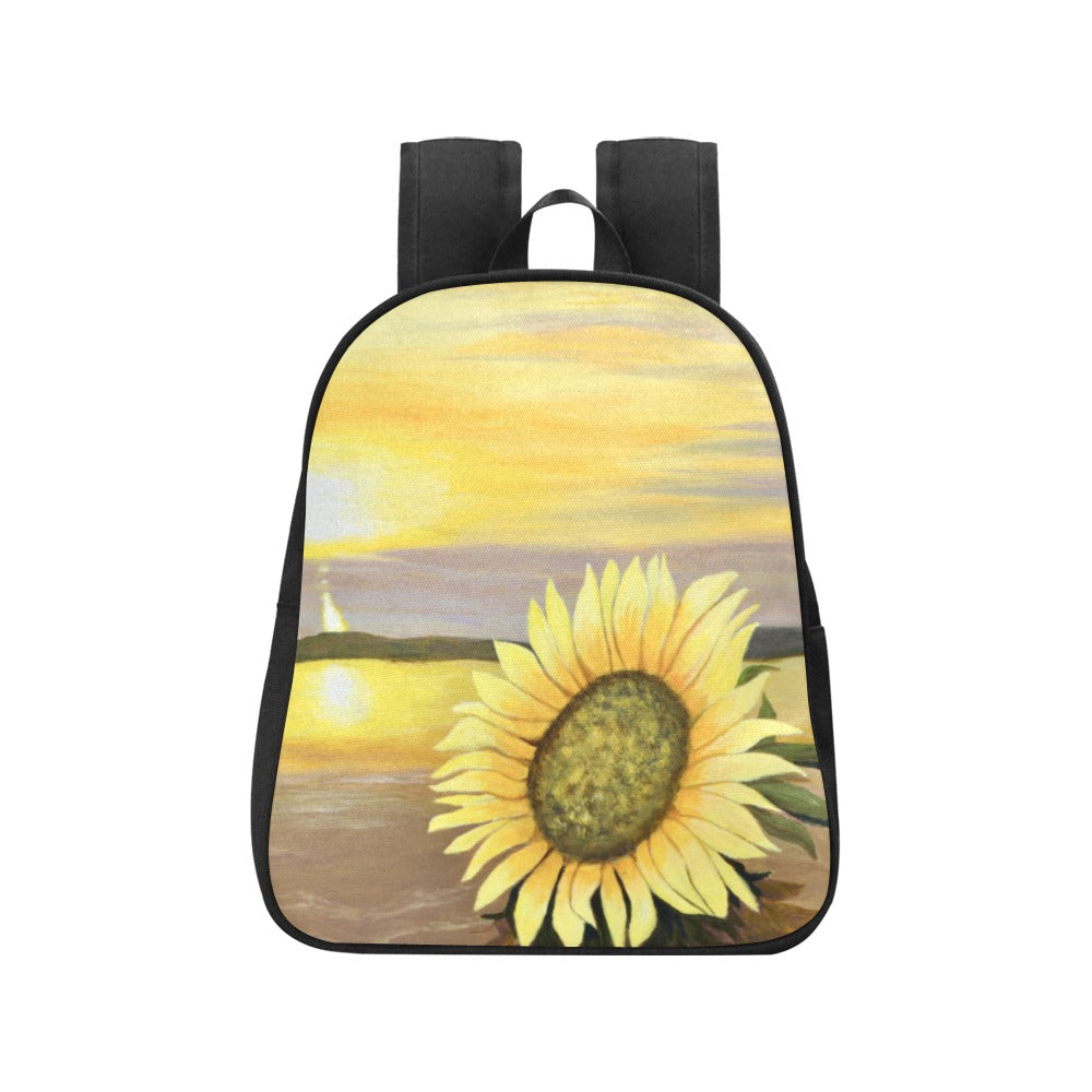 Sunflower Beach Backpack Fabric School Backpack (Model 1682) (Small) - Inspirate to Paint Designs