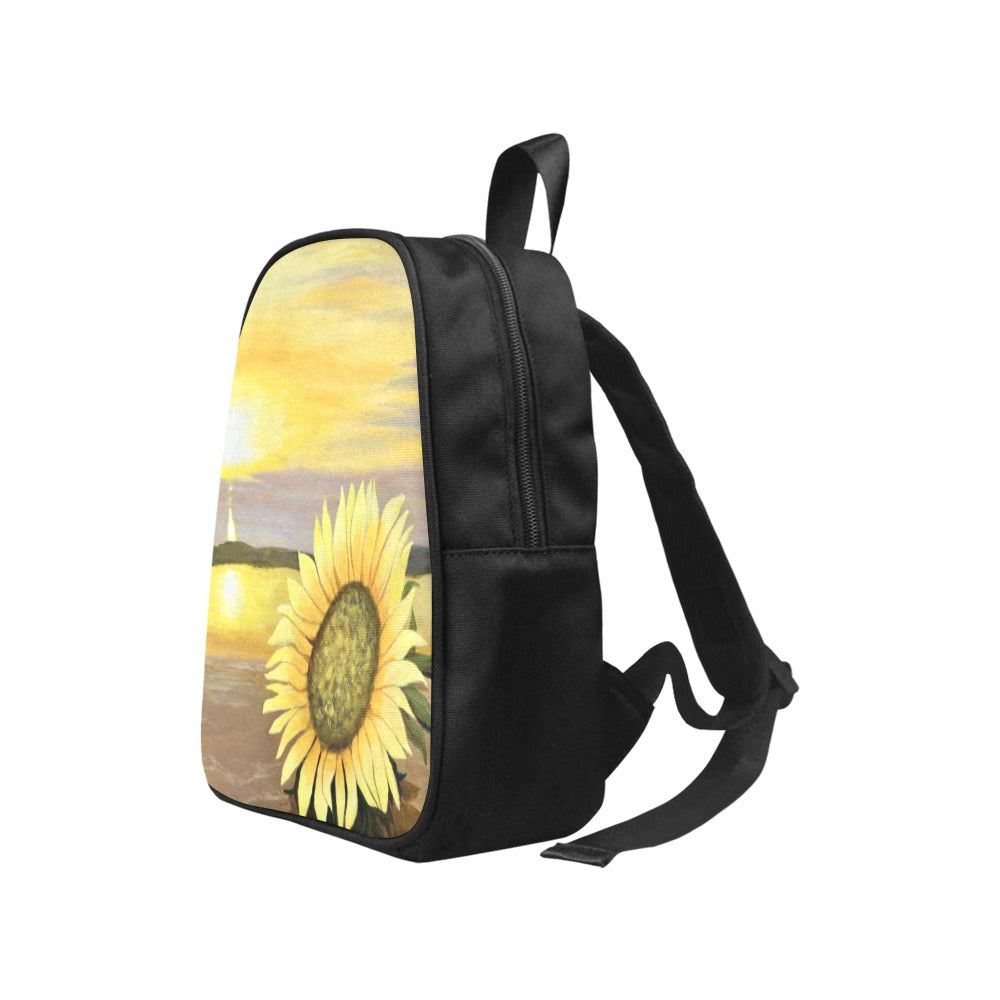 Sunflower Beach Backpack Fabric School Backpack (Model 1682) (Small) - Inspirate to Paint Designs