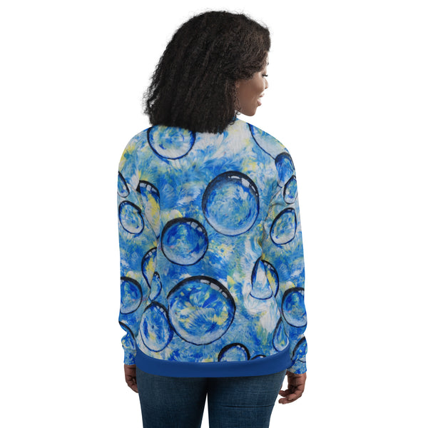 Blue Bubbles Unisex Bomber Jacket - Inspirate to Paint Designs