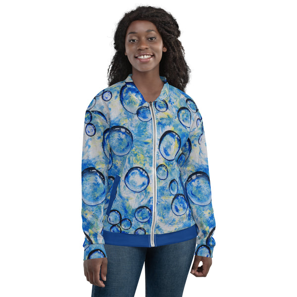 Blue Bubbles Unisex Bomber Jacket - Inspirate to Paint Designs