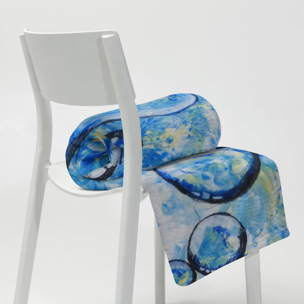 Blue Bubbles Throw Blanket - Inspirate to Paint Designs